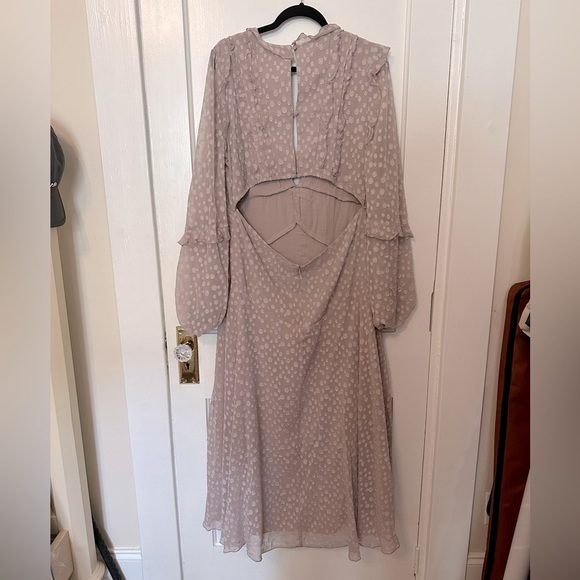 NWT ASOS pleat detail midi dress in jacquard satin spot - Picture 4 of 7